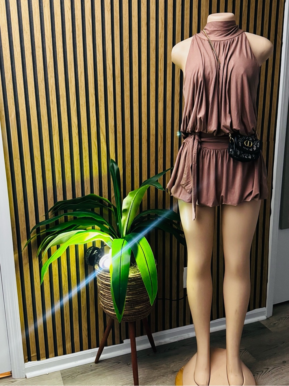Mauve Halter Waist-Tie Romper